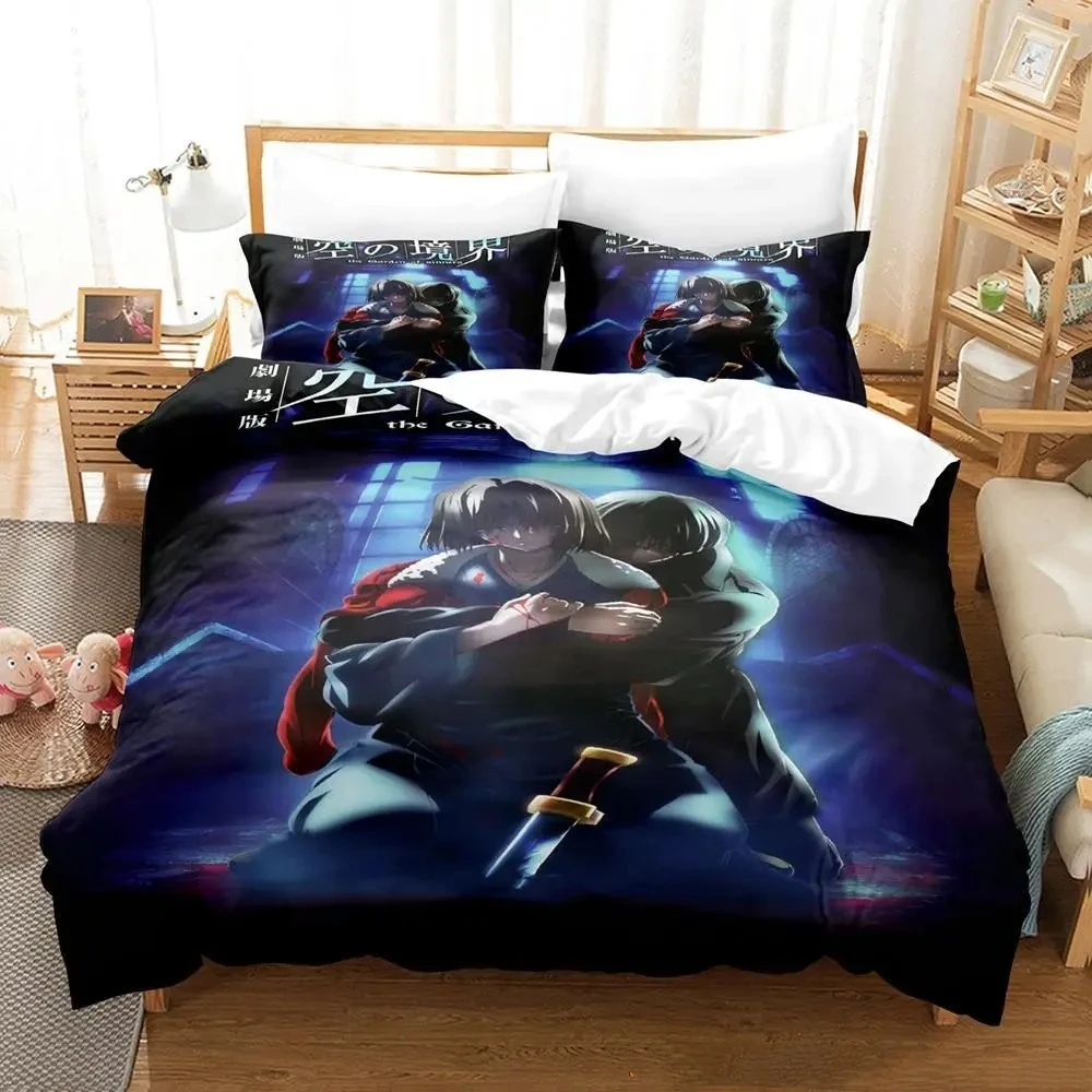 

2025 Kara no Kyoukai Bedding Set Cartoon Anime three-piece set Adult Kid Bedroom Duvetcover Sets 3D Kawaii letto matrimoniale