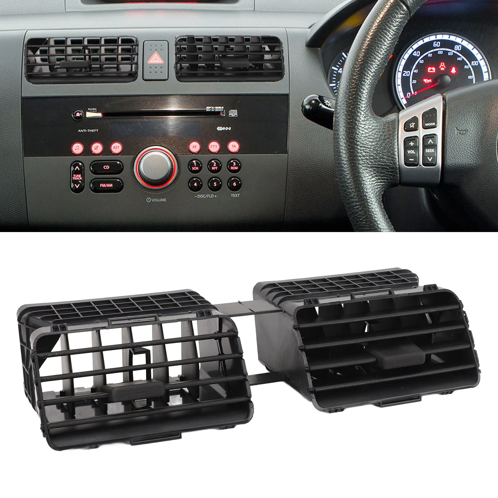 

Dashboard Air Conditioning Vents Center Dash Air Vent 73610-77J00 Direct Replace Wear Resistant Black for Swift 2004‑2010