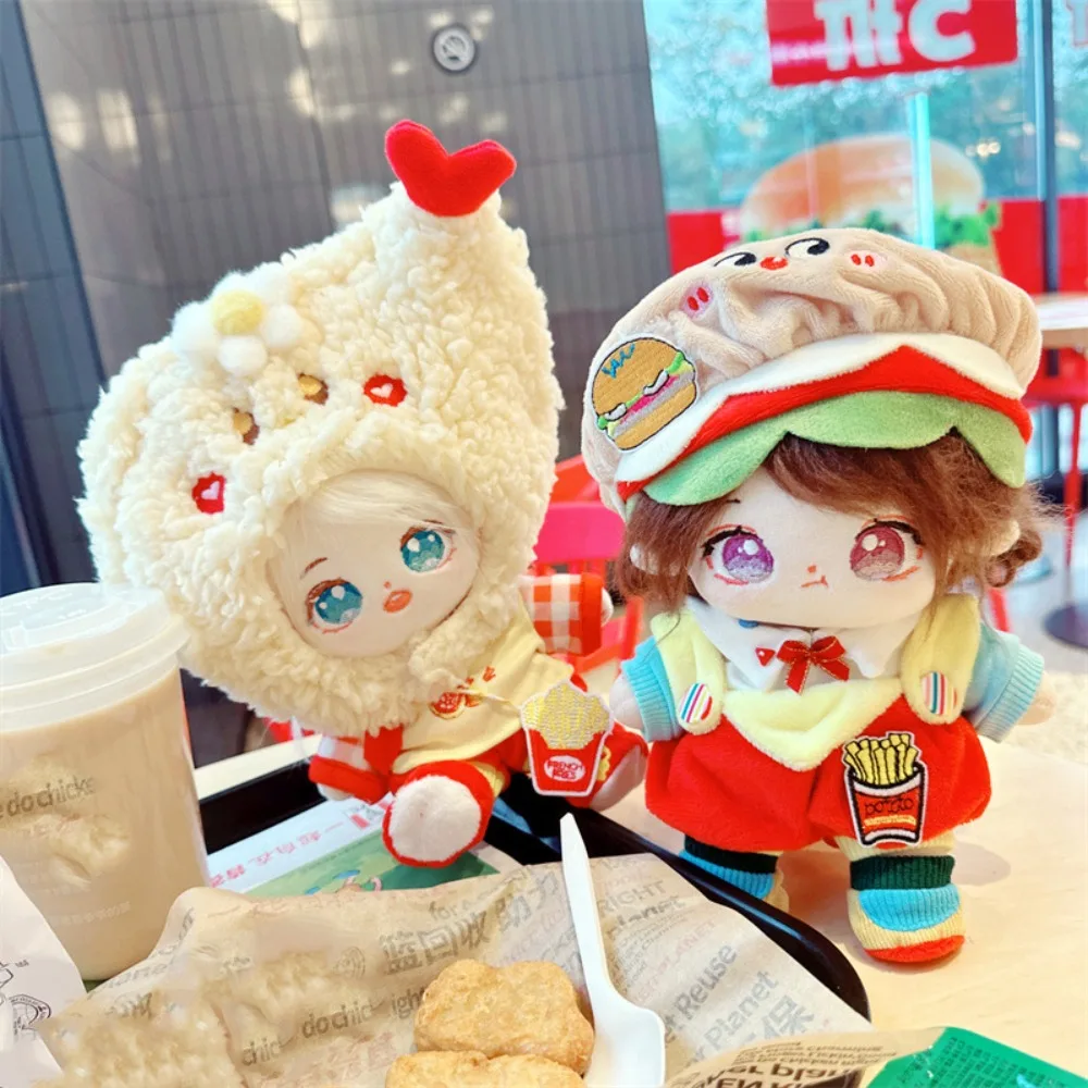 Cartoon 20cm Cotton Doll Food Clothes Mini Hamburg Cotton Doll Clothes Red Fried Chicken 20CM Cotton Doll Rompers Dress Up Toy