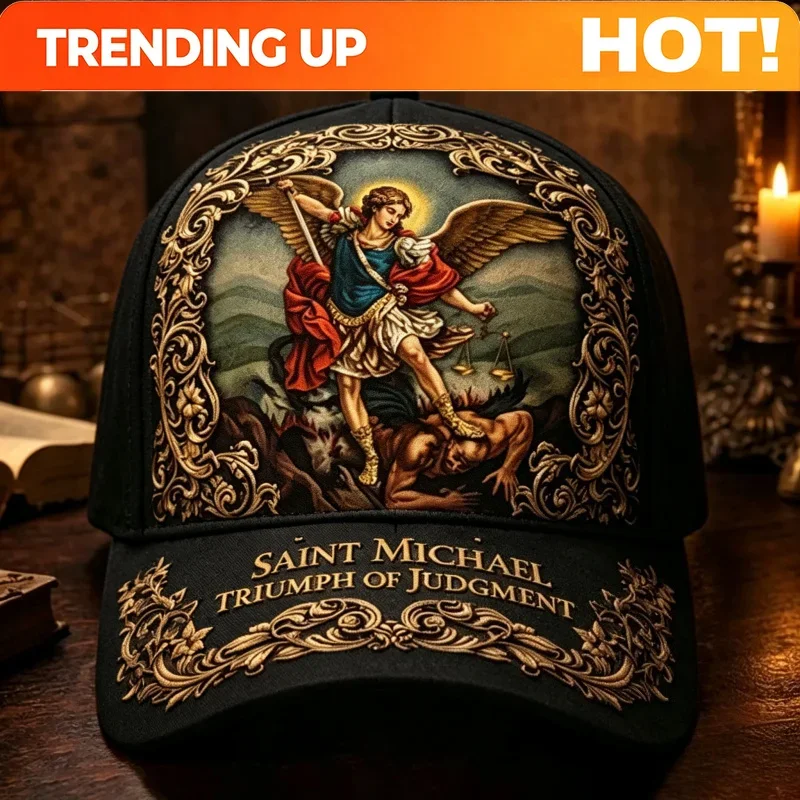 Adjustable Religious Baseball Cap With Saint Michael Print - Collectible Suitable For Faithful Collectors, Church Events & Theme