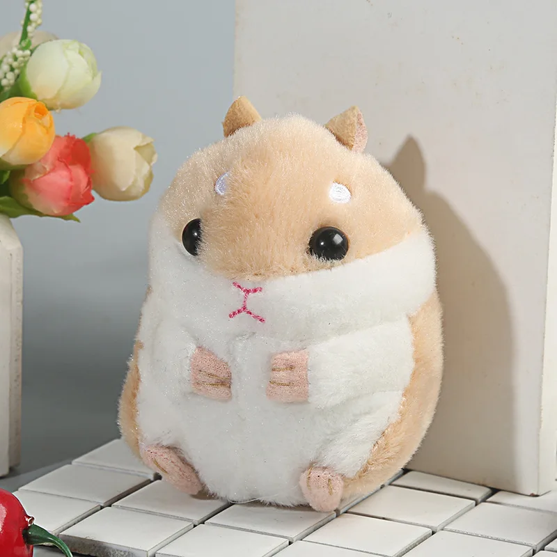 Cute Hamster Plush Keychain Cartoon Doll Keyring Bag Hanger Girls Gift Claw Machine Plush Toy Adorable Hamster Plush Keychain