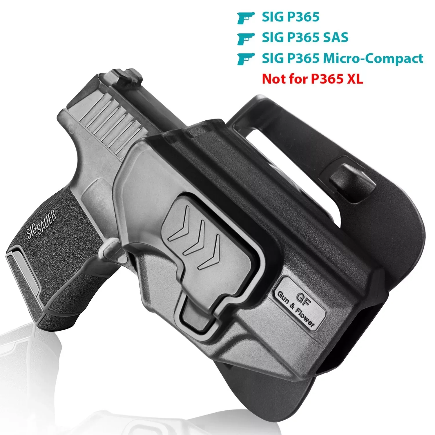 

Только для Sig P365, P365 SAS, пистолет, не для P365XL, пластиковая полимерная кобура, тактический пластиковый чехол для указателя OWB, правая рука