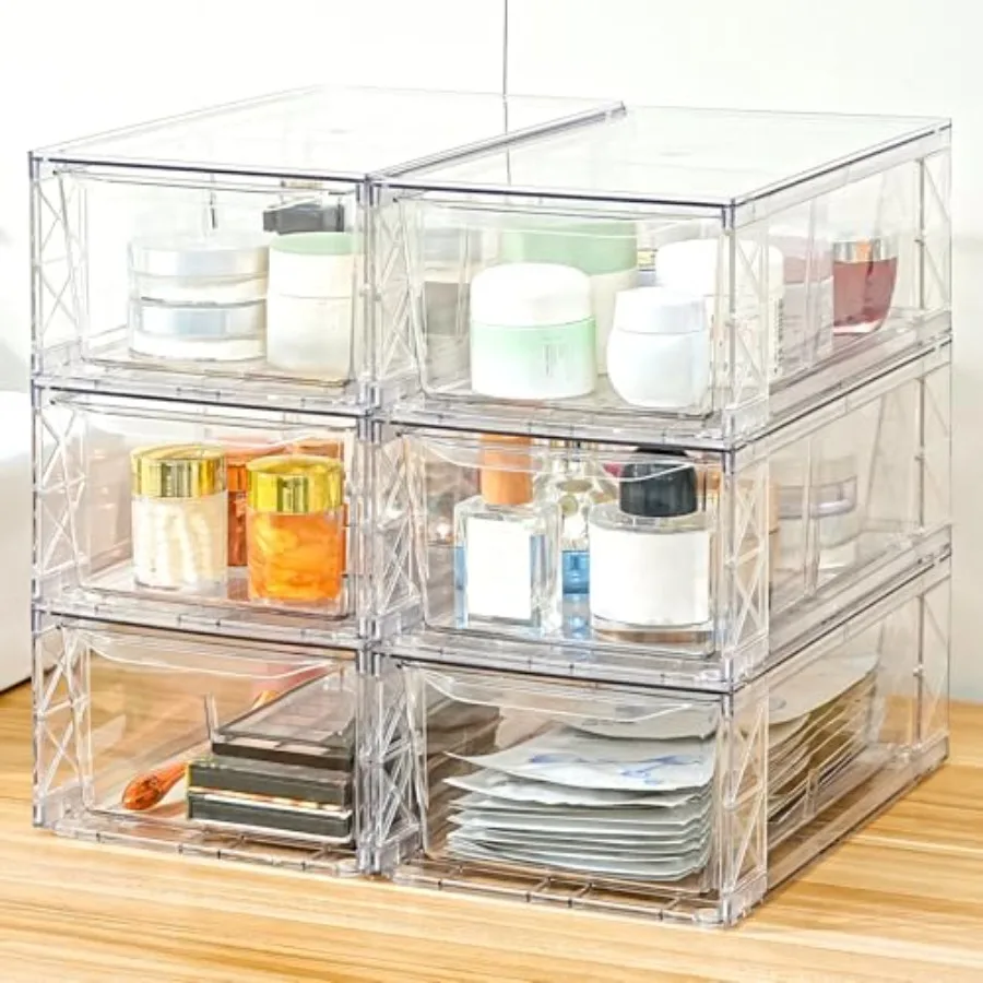 

Plastic Drawers Storage 6Pack Clear Stackable Storage Drawers Acrylic Storage Bins with Drawers for Fridge Organizers PlasticDr