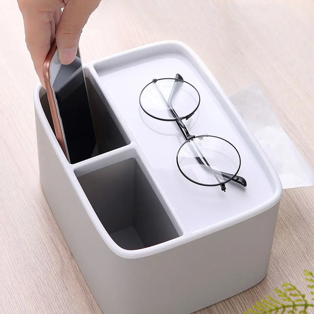 

Nordic Style Tissue Paper Holder Box 2 Compartments Non Slip Desktop Storage Box Dustproof Waterproof Double Layer Tissue Box