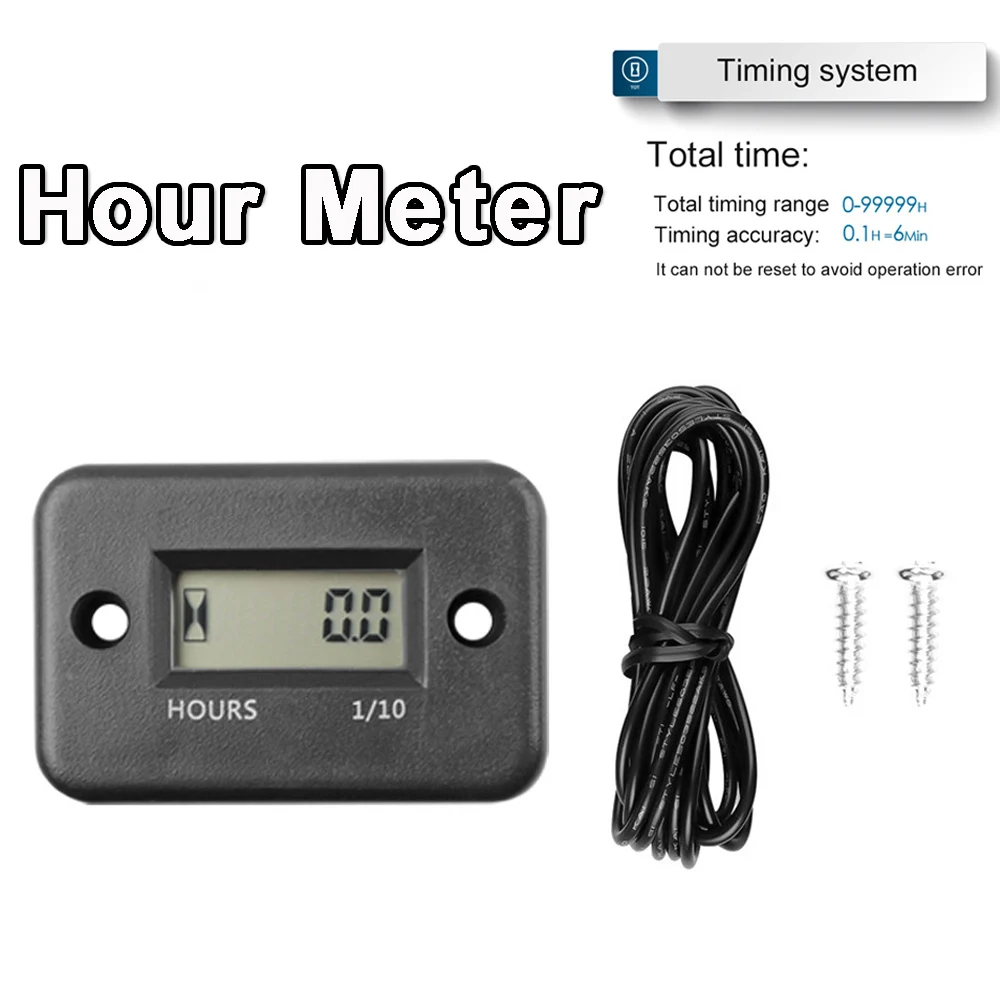 Digital Lcd Hour Meter Motor Waterproof Display Hour Counter for Bike Motorcycle Atv Snowmobile Marine Boat Ski Dirt Gas Engine