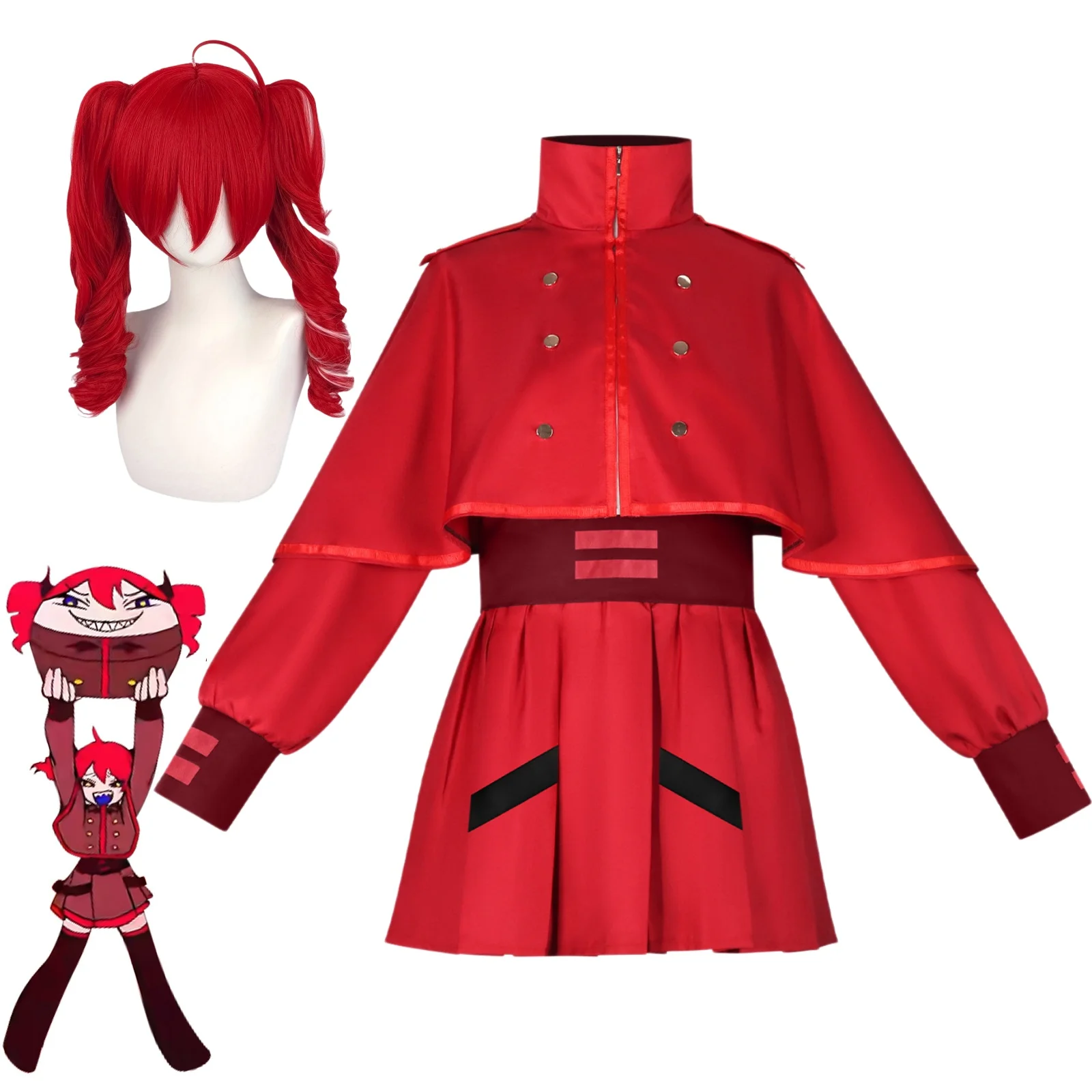 Kasane Teto Cosplay Costume Kasane Teto Red Cloak Shirt Skirt Full Set Anime Role Playing Costumes