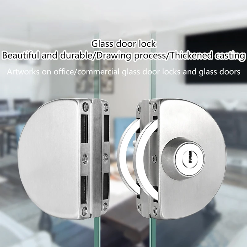 Lock Glass Door Lock For 8-12mm Thickness Frameless Double Swing Or Sliding Toughened Glass Door Glass Door Lock Silver Lock Se