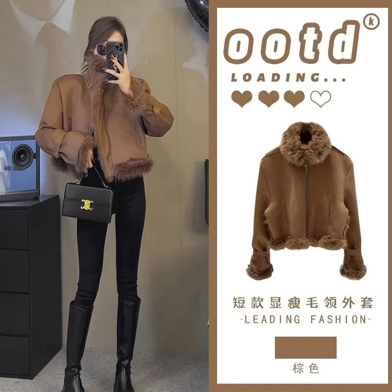 

Новая весенняя короткая меховая куртка допамина, топы, зимняя куртка для женщин, женский цельный меховой винтажный костюм-локомотив, плюшевое пальто