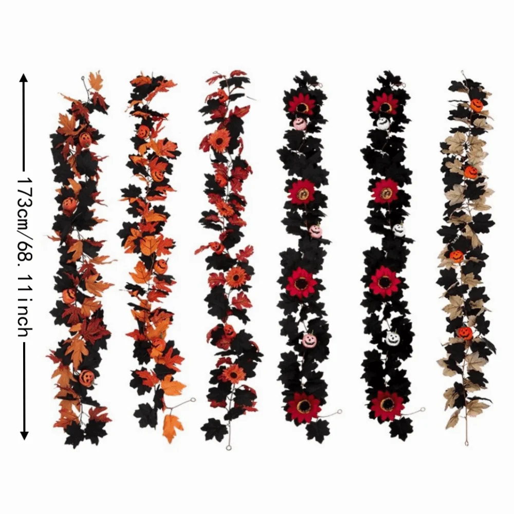 Picture 5: Realistic Artificial Maple Leaf Garland Silk Plastic Halloween Leaf Vines Real Touch Scene Layout Autumn Fall Decor