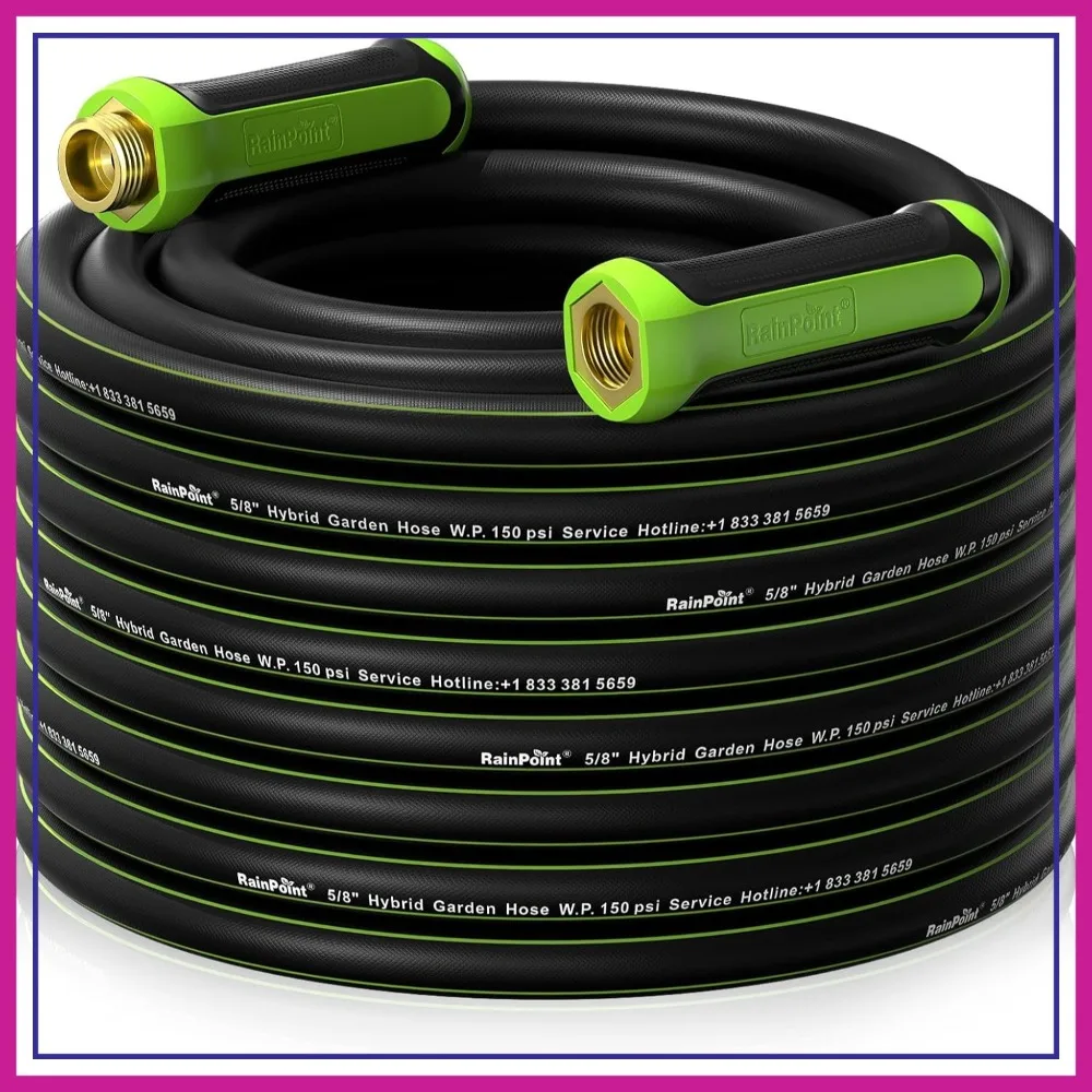 

Garden Hose 75ft x 5/8", Heavy Duty Flexible Hybrid Hose with Swivel Handle, No Kink, Male to Female Fittings for Yard, Car Wash, Pets
