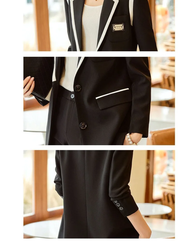 Solid Color Fashionable Lapel Temperament Single Breasted Long Sleeve Blazer Or Long Pants Or 2pcs Business Elegant Chic Clothes