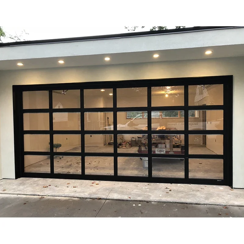 for Hihaus new black farmhouse aluminum electric insulated 16x7 glass garage door