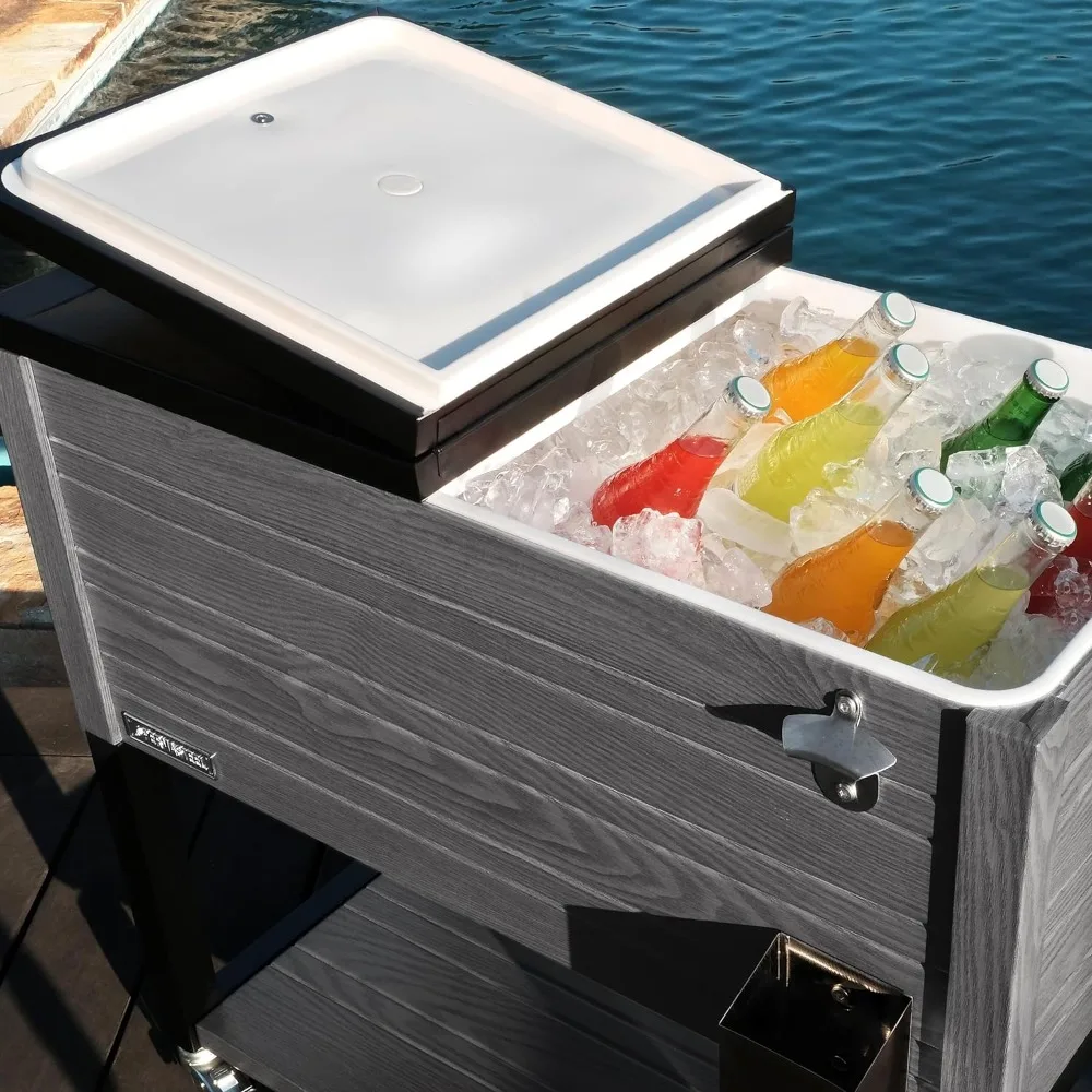 Imagem -04 - Permasteel Outdoor Pátio Cooler com Rodas Bebidas Rolling Cooler para Deck do Quintal Ps-a20580qt-gy 80 Quart