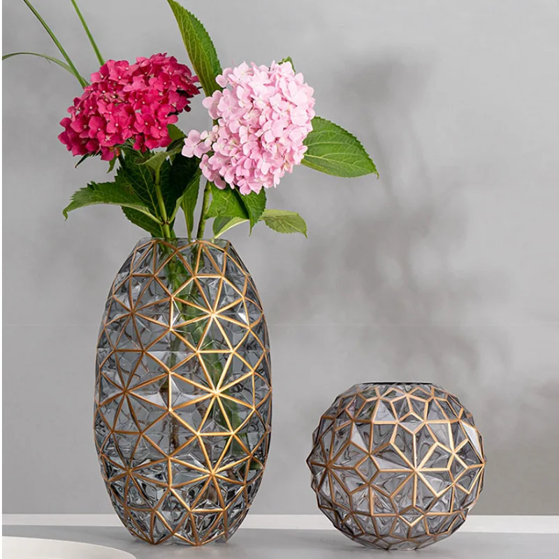 

Light Luxury Nordic Glass Vase Living Room Decoration Flowers Arrangement Creative Flower Vase Home Decoration Accessories