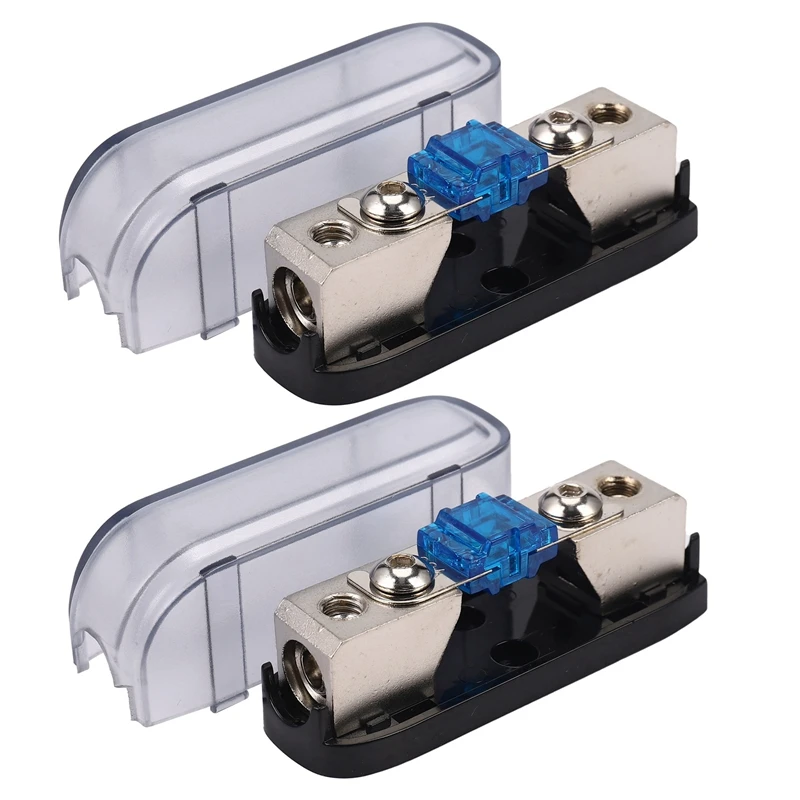 

2X Car Stereo Fuse Holder, Auto Agu Audio Fuse Box Power Distribution Block 4Ga In 4Ga Out,Single Way