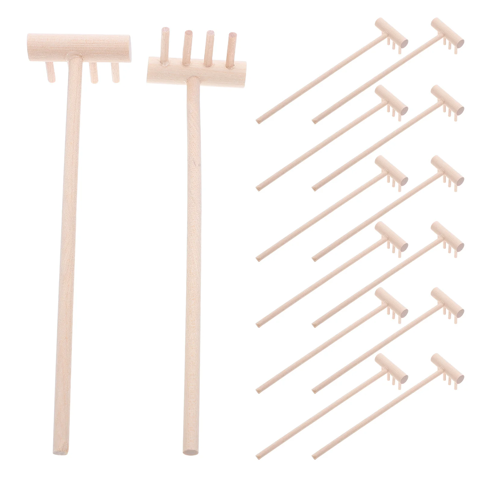 24 szt. Małe grabie ręczne do prac ogrodniczych, drewniane mini narzędzie do piasku, idealne do zen gardenów piaskowych, zabawa dla dzieci i dorosłych, relaksacyjne grabie.