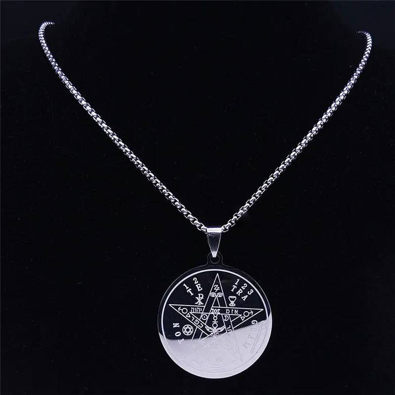 Tetragrammaton ชาวยิวฮีบรูสร้อยคอผู้หญิงผู้ชายสแตนเลส Star Pentagram Talisman CHAIN ของขวัญเครื่องประดับ collier N4511S02