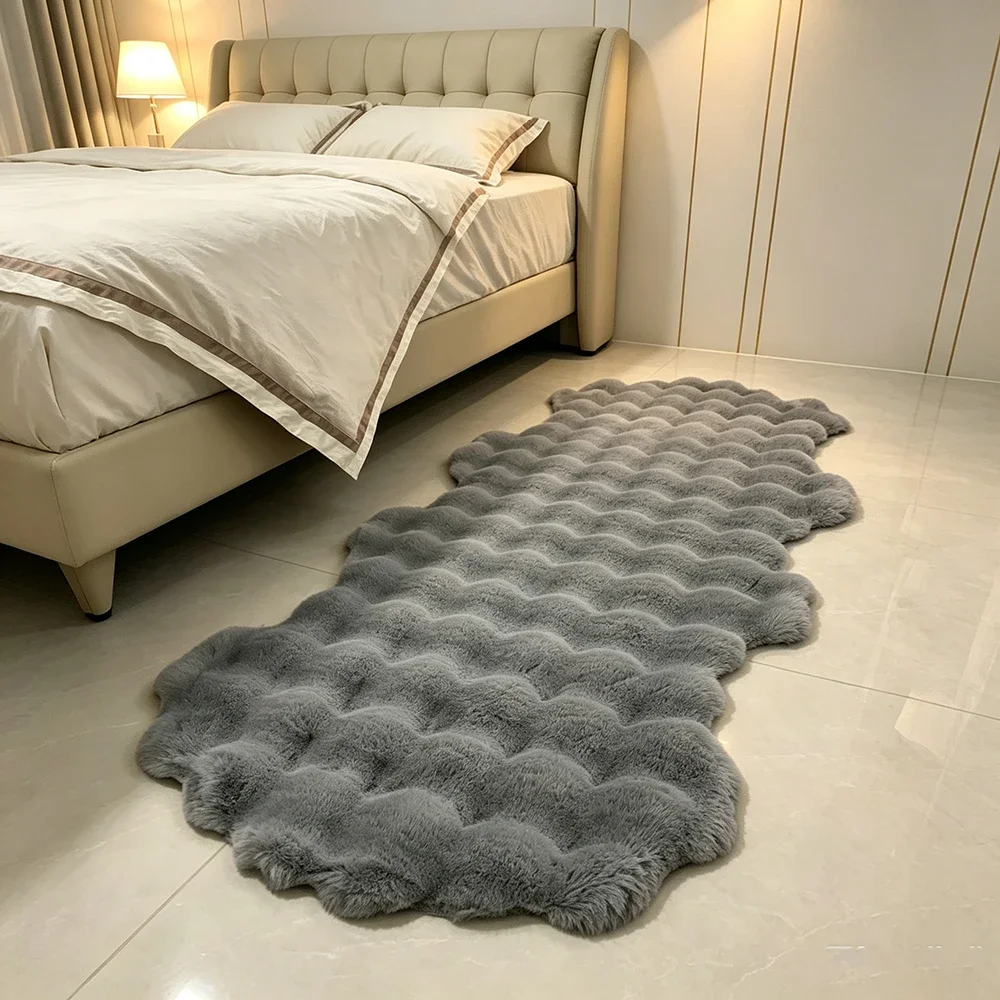 Bubble Velvet Carpet Home Decor Imitation Rabbit Fur Fluffy Plush Sofa Cushion Soft Anti Slip Chair Pad Kids Bedroom Bedside Rug