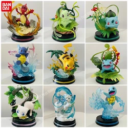 Hot Pokemon Anime Figure Bikachu Charizard Squirtle Bulbasaur Vulpix scene versione Figurine Toys PVC Model Collection Dolls