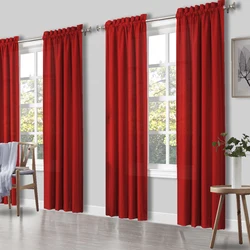 4 Panels Curtains, Solid Color Simple Rod Pocket Light Filtering Curtains, Suitable For Living Room, Bedroom Decoration