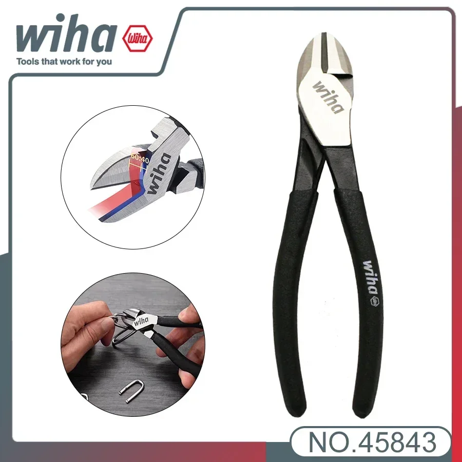 Genuine WIHA Black Forest Diagonal Pliers 180mm Long Patented-design Labor-saving Cable Cutter for Harder Steel Wires Iron Wires