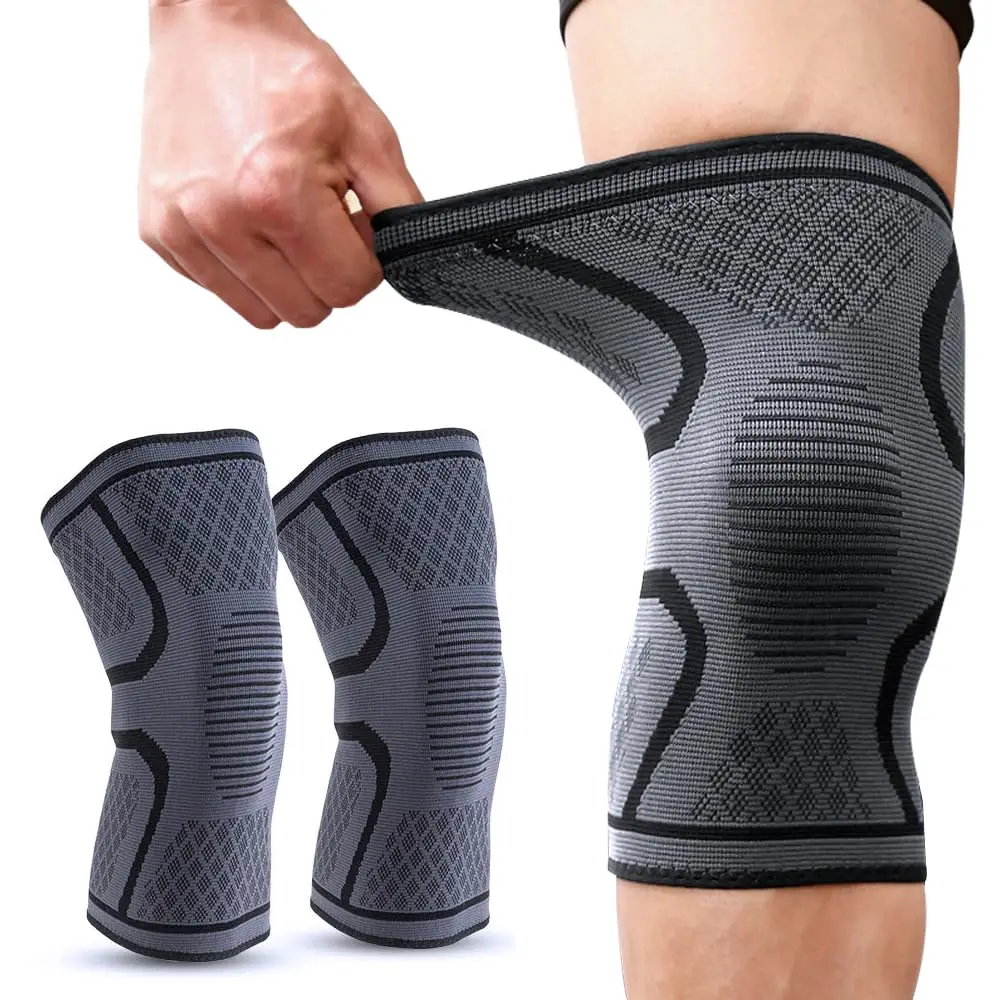 2Pcs Elastic Knee Brace for Women Man Exercise Fitness Running Breathable Compression Knee Support Sleeve