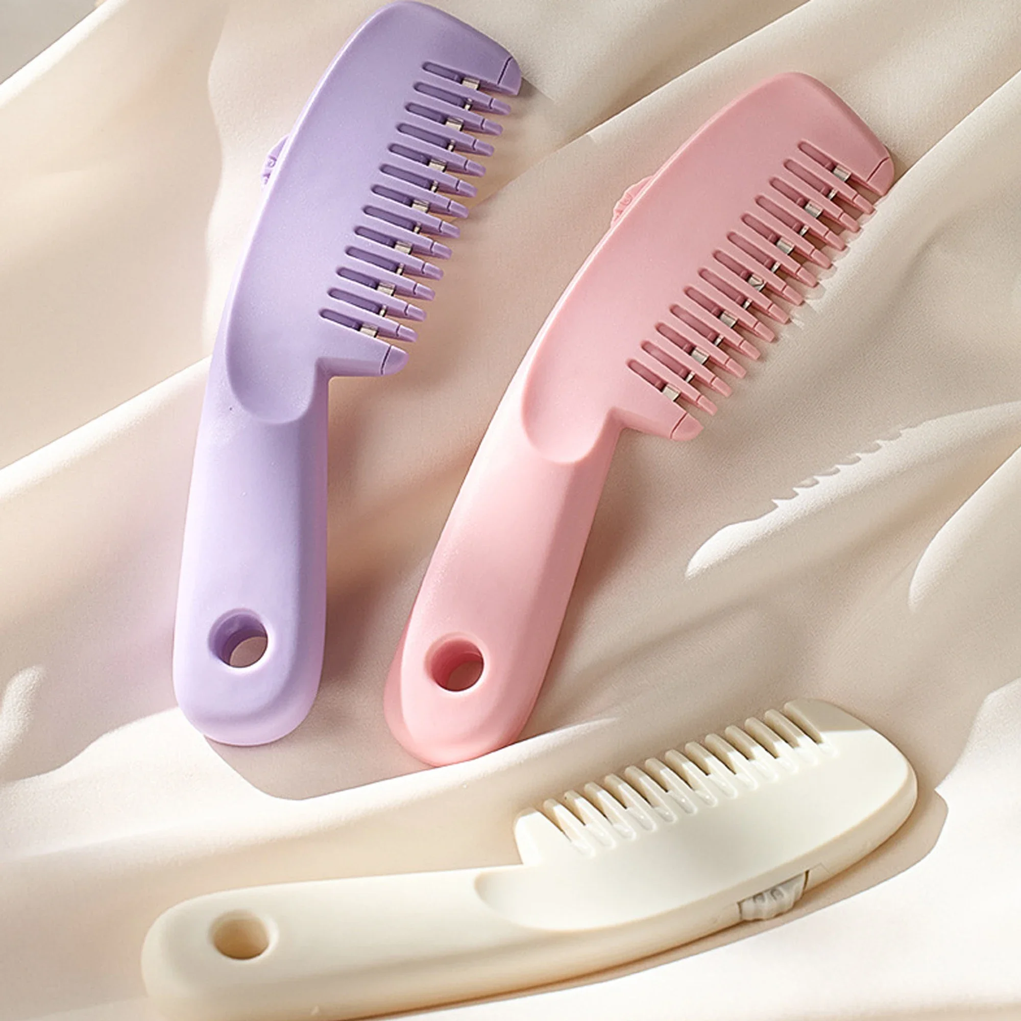 

1 Piece Set of Three-Speed Adjustable Two-In-One Hairdressing Comb with Blade for Home Self-Service Hair Sliding Bangs Comb