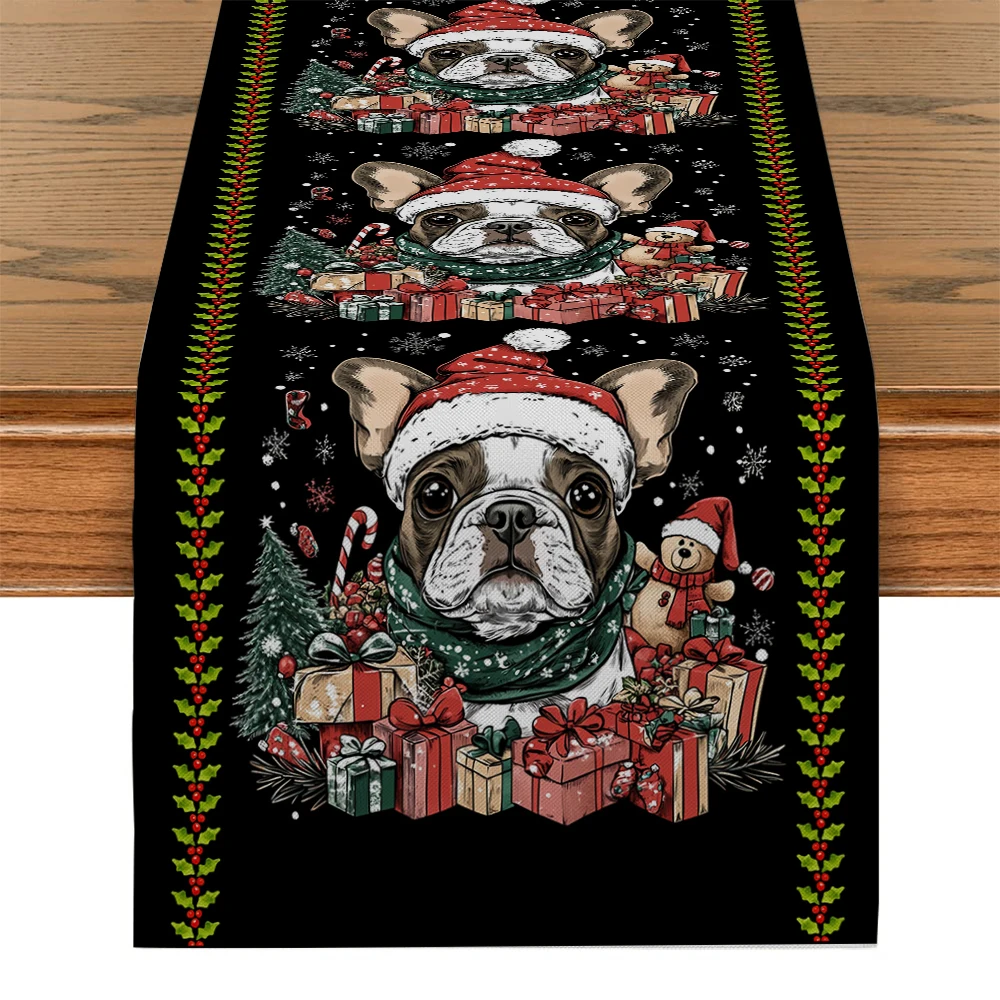 Christmas Dog Gift Text Table Runners Dresser Table Decor Reusable Kitchen Dining Table Runner Party Decor