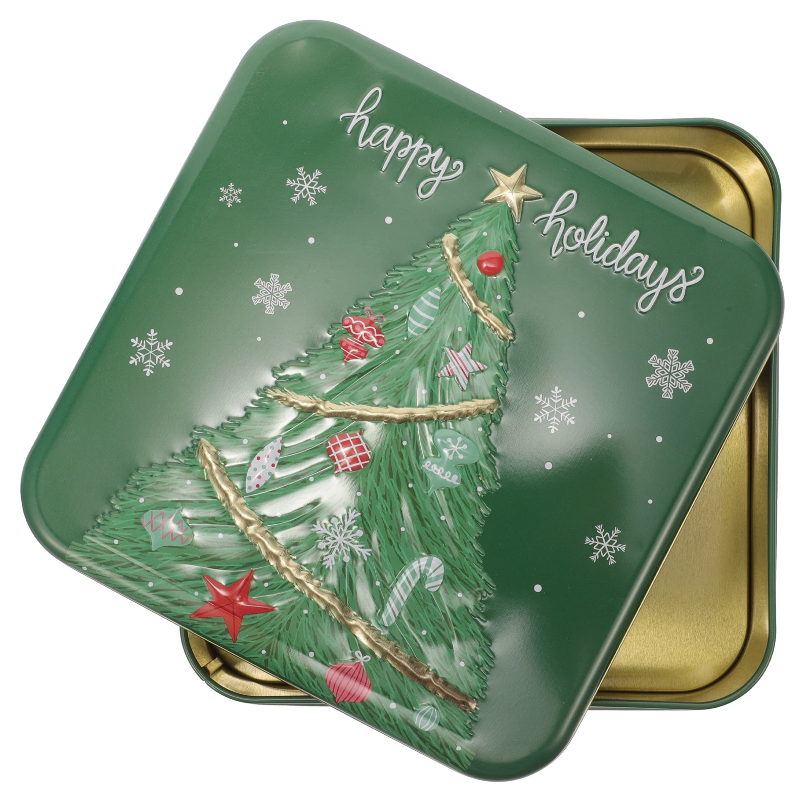 

Christmas Gift Box Green Tree Design Empty Cookie Containers Tinplate Boxes for Candies Cookies Chocolate Storage Holiday