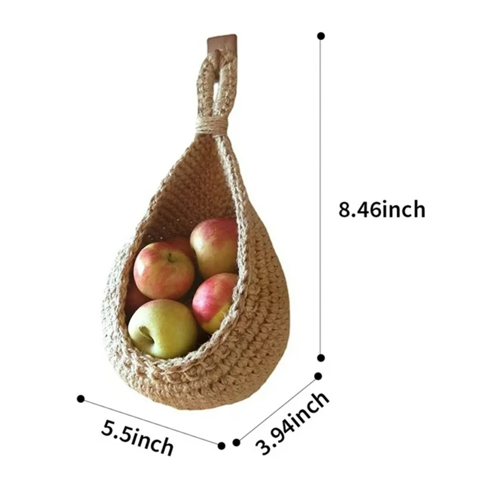 Wall Hanging Vegetable Fruit Basket Teardrop Hanging Basket Kitchen Hanging Storage Farmhouse Basket Bohemian Handwoven Wall