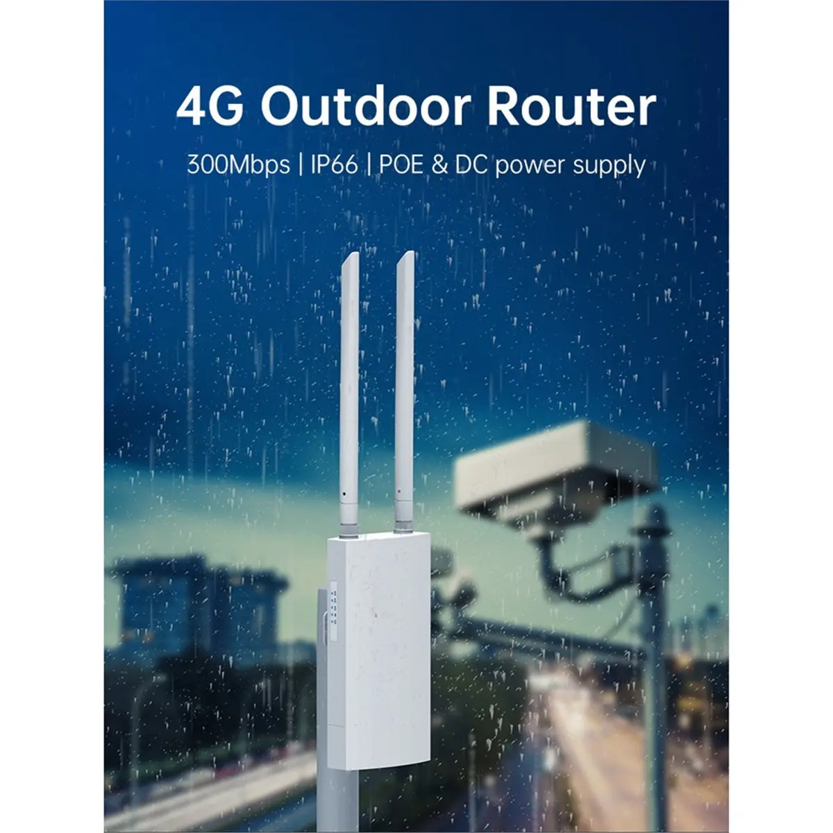 A003 4G Router IP66 CAT4 AX300 WiFi6 Outdoor Router Global LTE CPE Router 300Mbps POE/DC Power for IP Camera EU Plug