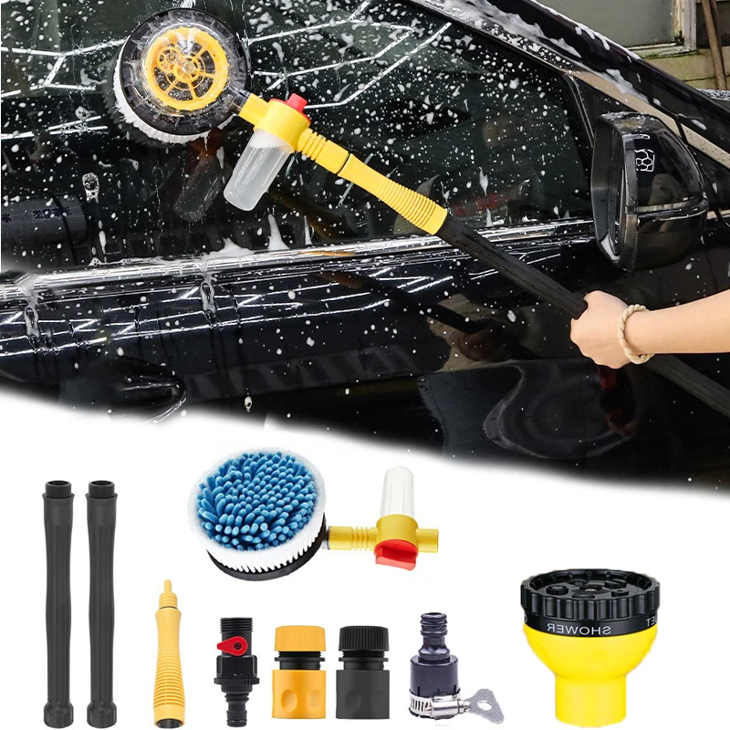 Rotating Car Wash Brush 360 Degree Spin Car Wash Brush For Home Auto Detailing With Adjustable Water Pressure And Spray- Modes