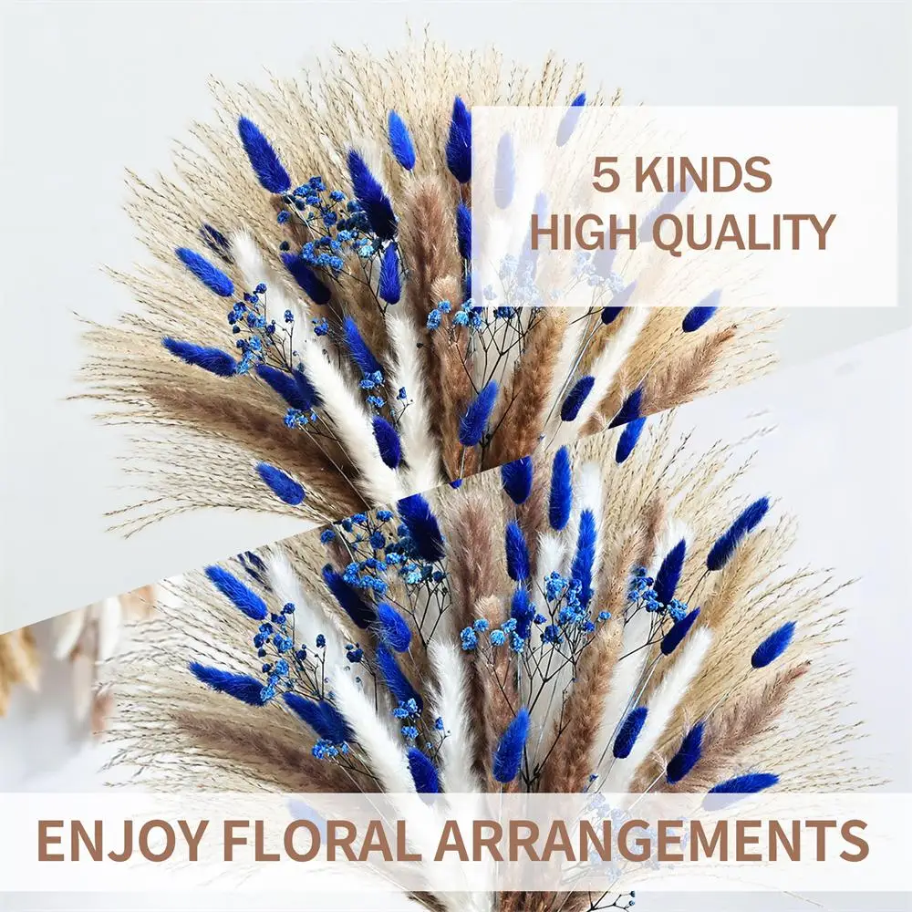 70 Uds. De Pampas azules, flores secas artificiales, ramo elegante de aliento Real para bebé, florero para el hogar, decoración de vida, colas de conejo, decoración de boda