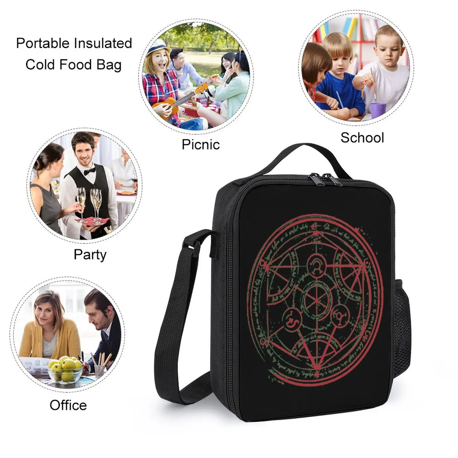 3 in 1 Set 17 Inch Backpack Lunch Bag Pen Bag Fullmetal Alchemist Anime Edward Elric 6 Homonculus 17 Durable Funny Graphic Comfo