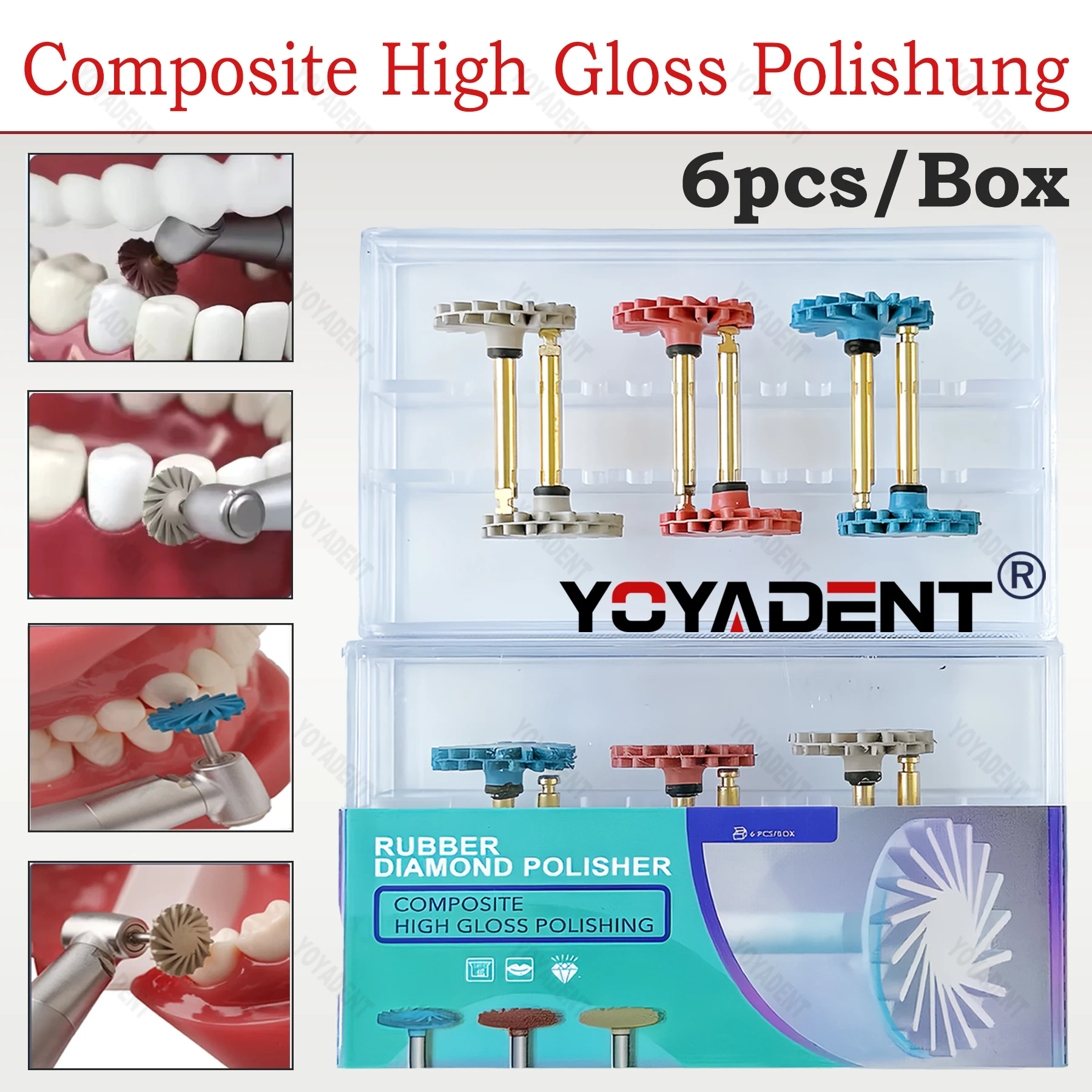 

Dental Rubber Polisher Composite Resin Polishing RA Shank 14mm Wheel Spiral Brush 3 Colors Spiral Flex Brush 6Pcs/Box