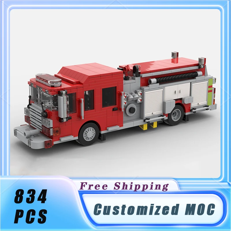 

MOC Building Blocks Classic Pumper Fire Truck Vehicle Model Bricks Sets Assemble Display Children's Toys Gifts