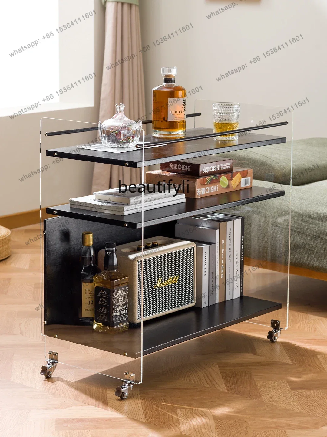 

Side Table Mobile Coffee Table Tea Small Square Table Sofa Side Trolley