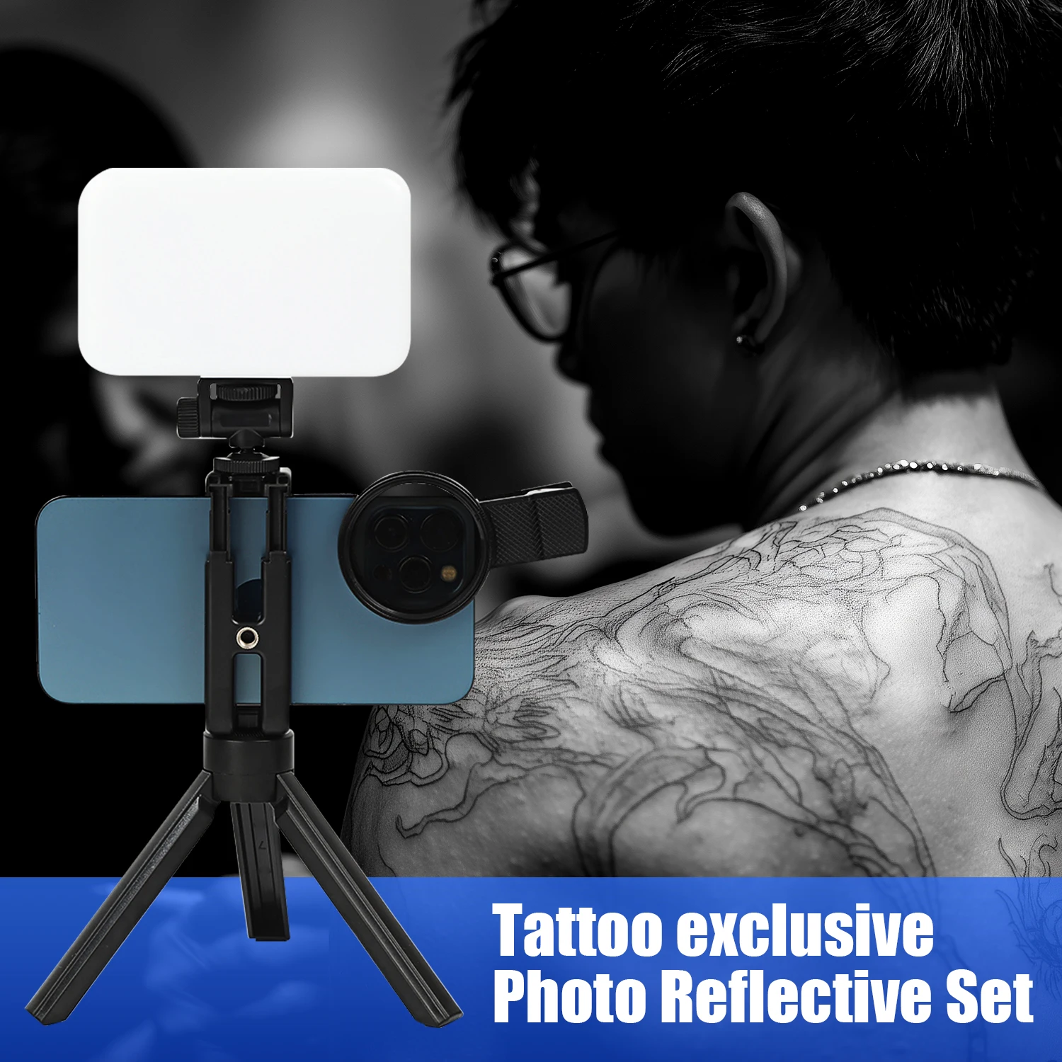 

LED New Tattoo Reflective Removal Light Reduce Reflected Light Of Tattoos With 52mm CPL Lens Filter Compatible Any Phone