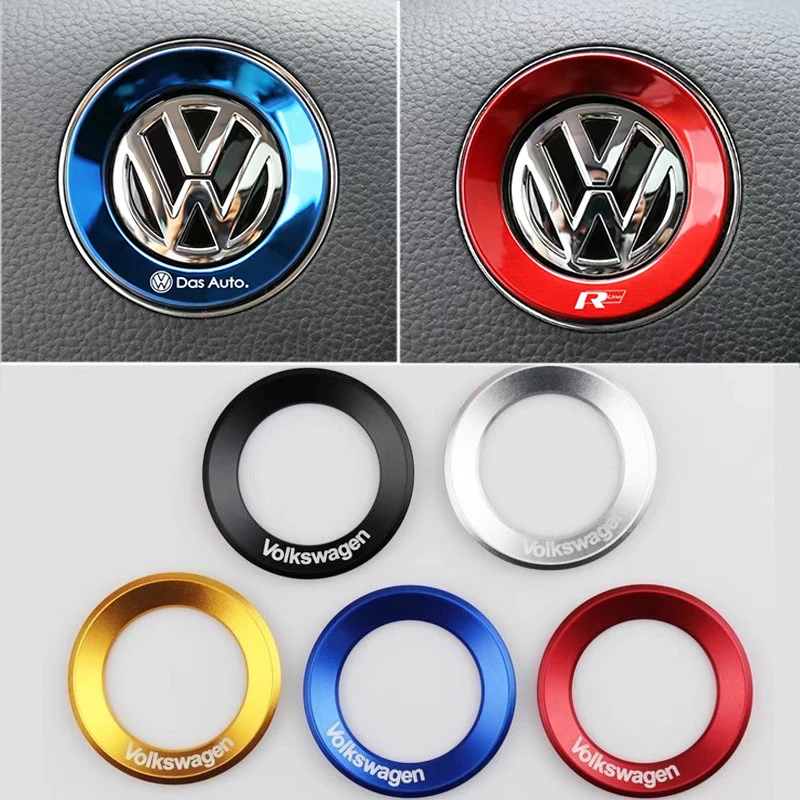 1Pcs Car Steering Wheel Stickers Decorative Emblem For Volkswagen VW R-line GTI R Polo Golf Touareg Passat Magotan Tiguan Jetta