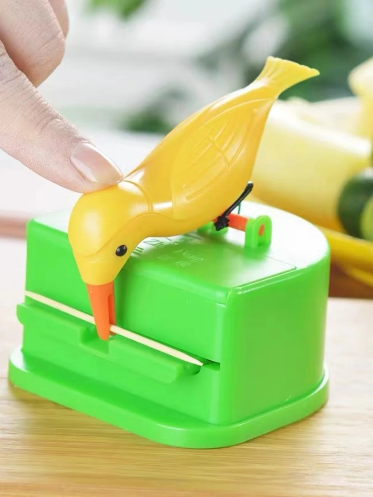 Automatic Cartoon Bird Creative Home Living Room Press Toothpick Bucket