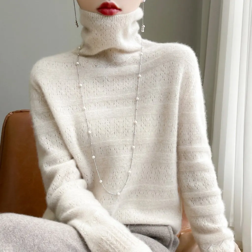 

Women's 100% Pure Wool Pullover Short Knitted Knitwear Pile Collar First-Line Ready-To-Wear Autumn Winter New