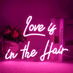 Love is in the Hair Neon Light Sign Dimmable LED Neon Sign For Wall Decor Party Wedding Beauty Salons Barbershop Room Art Decor