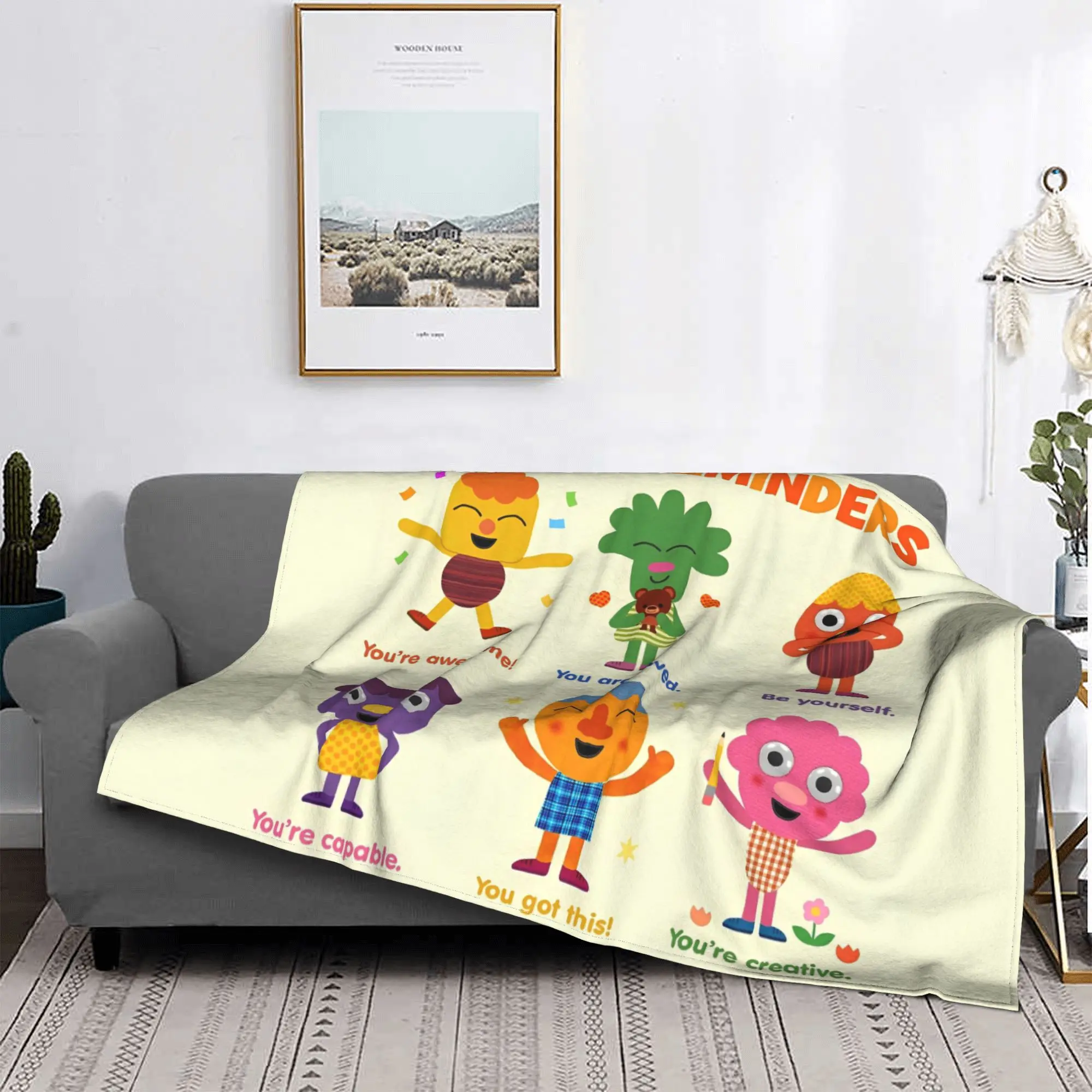 Noodle & Pals Micro Super Simple Blankets Flannel Spring/Autumn Daily Reminders Multi-function Lightweight Throw Blankets Couch