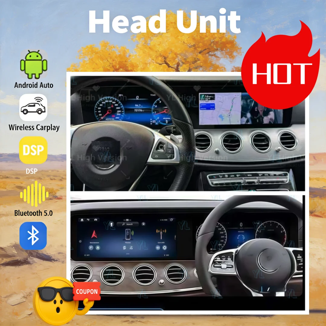 

Автомобильная мультимедийная система Qualcomm с двумя экранами, CarPlay, Android для Mercedes-Benz E-класса W213 2016-2023, GPS-навигация, 4G, Bluetooth