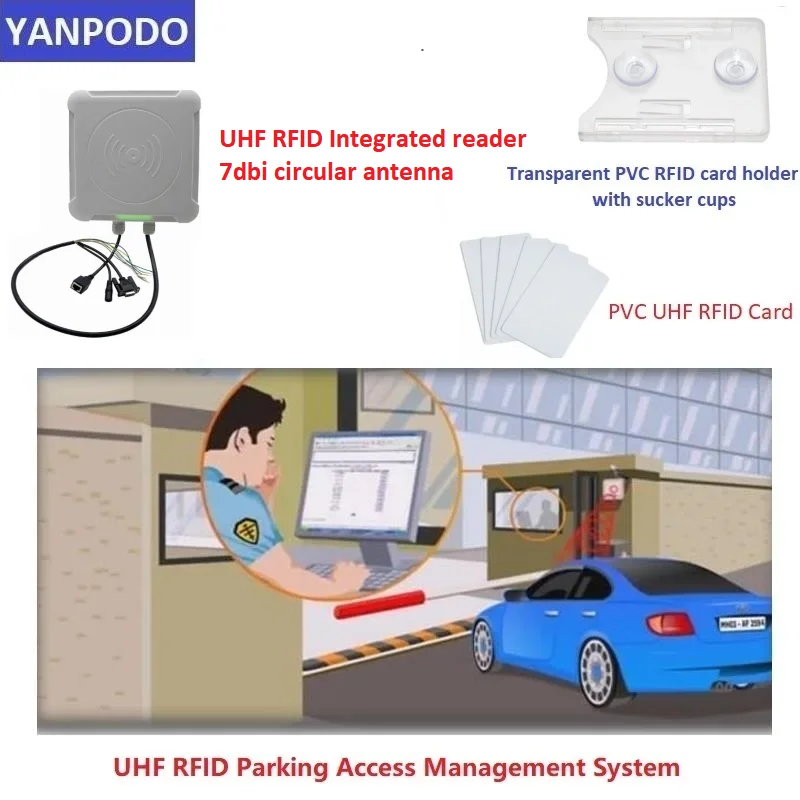 YANPODO UHF RFID Integrated Reader Antenna Read Range 1-5M with Light RS232 USB TCP IP Interface Free SDK for Vehicle Parking