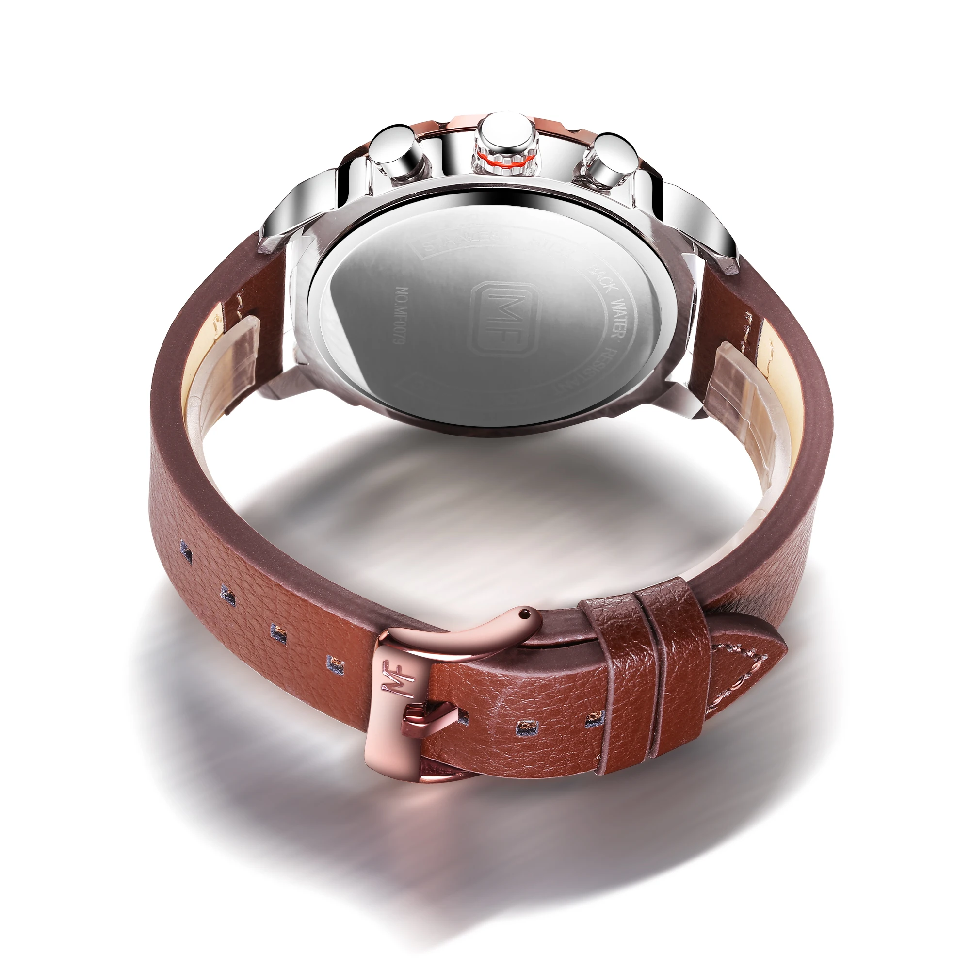 2024 Newest Mini Focus MF0079G Men Quartz Watches Genuine Leather Strap Chronograph Calendar Waterproof Luxury Watch
