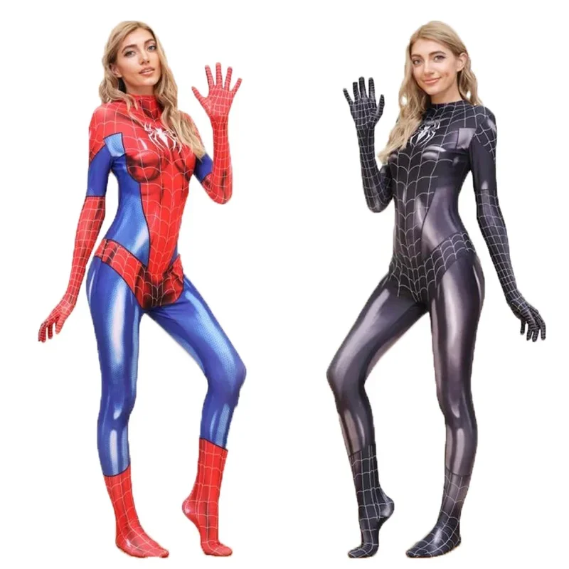 Adult Spiderman cosplay sexy Zentai women costume superhero 3D printing spandex jumpuit Carnival party fancy dress