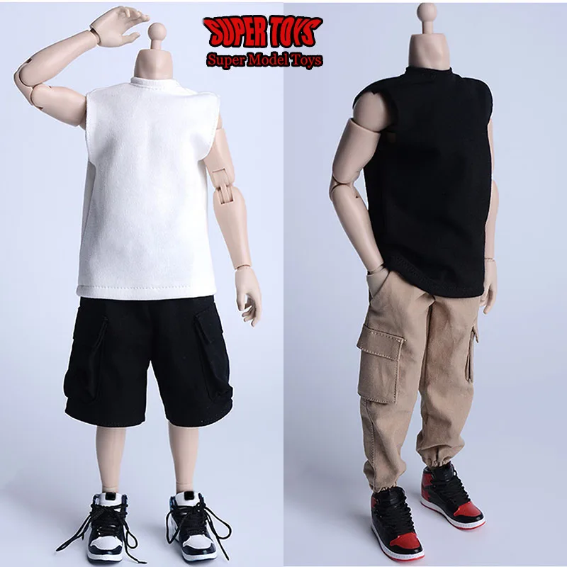 In Stock 1/6 Male Soldier Fashion Undershirt Vest Mid Length Shorts With Pocket Accessary Fits 12 Inch Action Figure Body Model