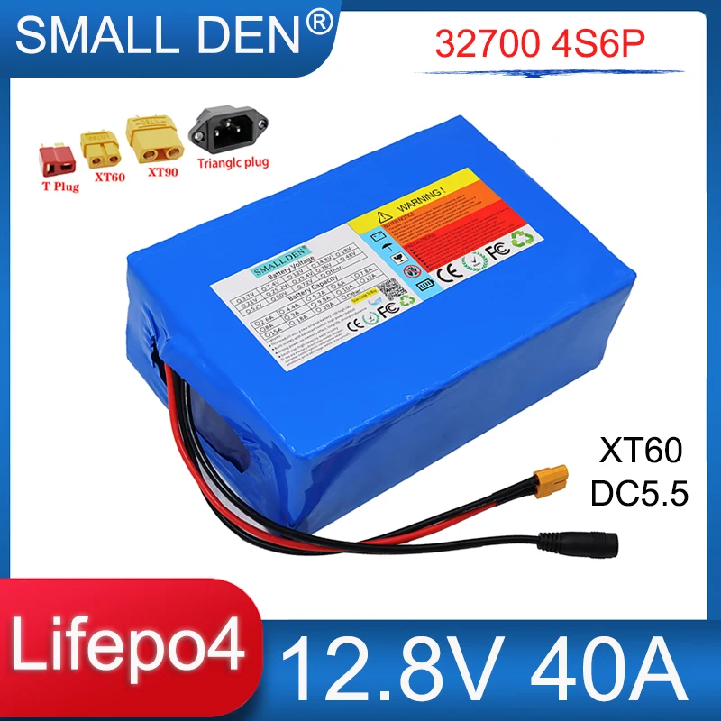 

12.8V 40A 32700 Lifepo4 Battery Pack 4S6P Built-in 40A Same port BMS For 12V Electric Boat UPS Solar LED Lamp Player Kid Toy Car