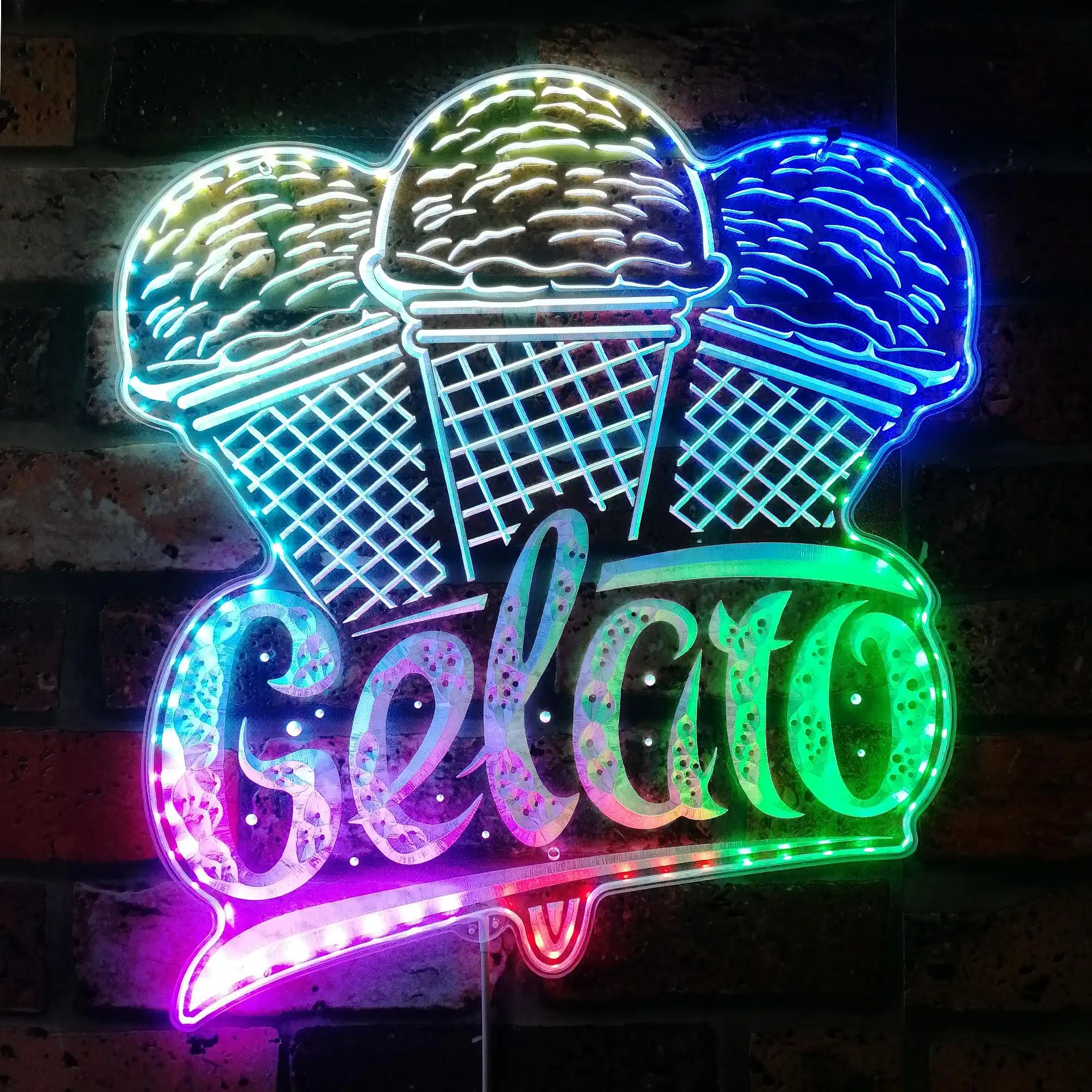 Gelato Ice Cream Shop RGB Dynamic Glam LED Sign st06-fnd-i0253